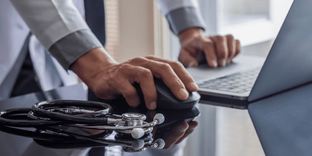 Telehealth, provider visits, doctor on laptop