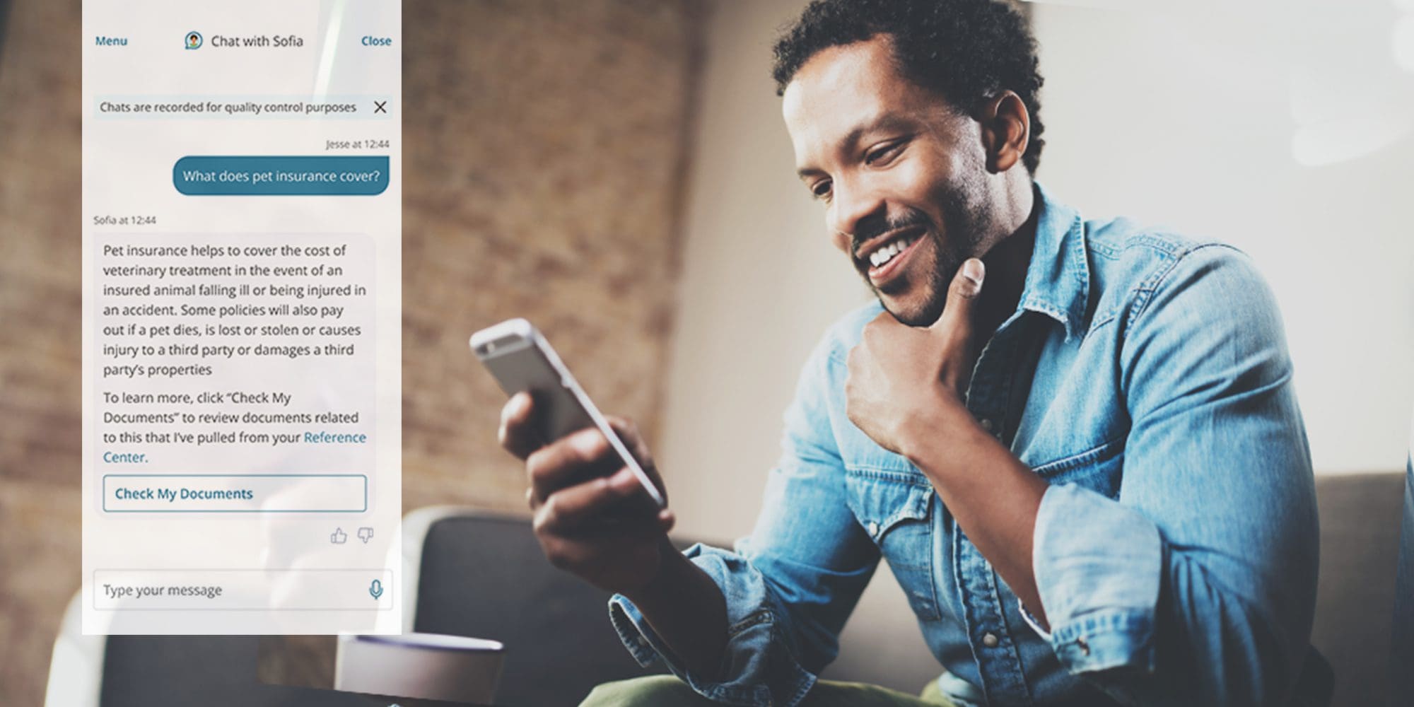man looking at benefitsolver app and smiling