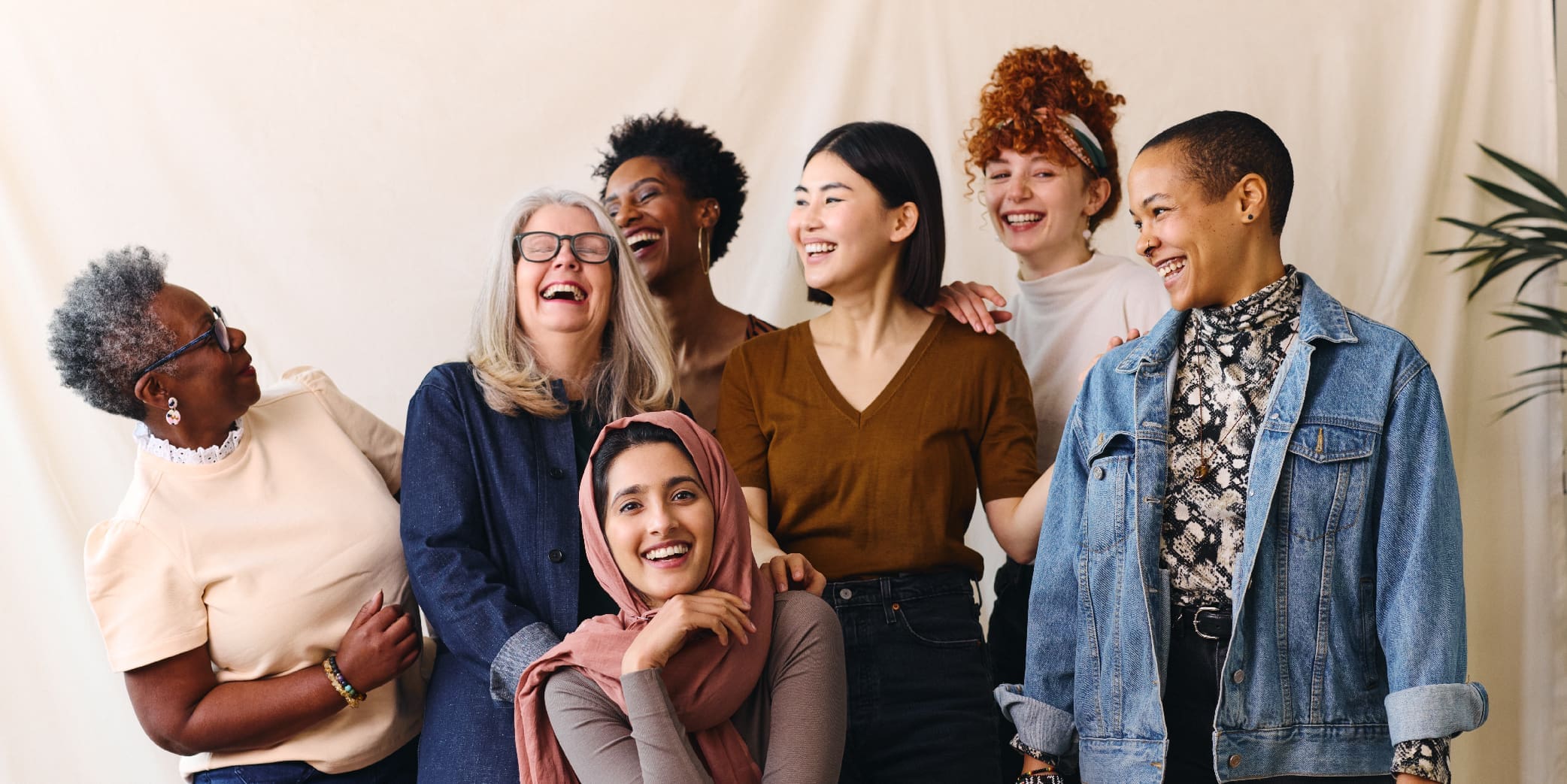Group of happy diverse women